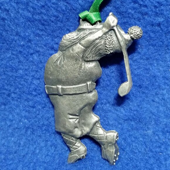 Vintage EBJ Pewter Santa Playing Golf Ornament Gift for Golfer Pre-Owned No Box - Picture 4 of 10